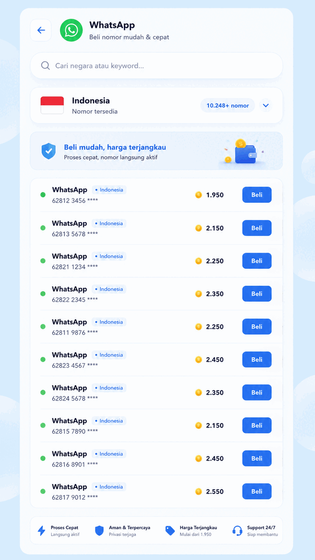 Pilih Layanan dan Negara